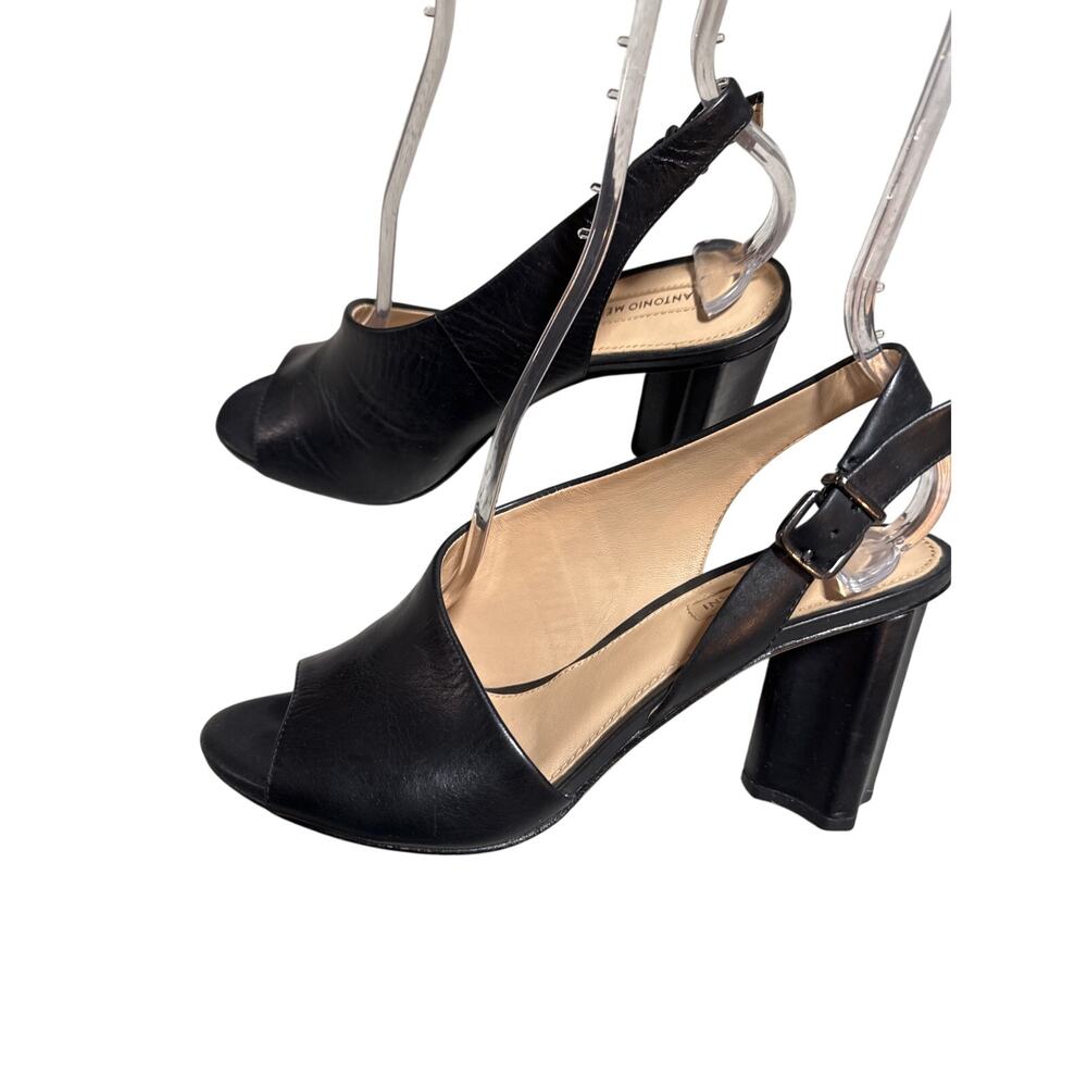 Antonio Melani Women’s Black Brinay Leather Peep Toe Slingback Sandals 8M - Picture 8 of 12